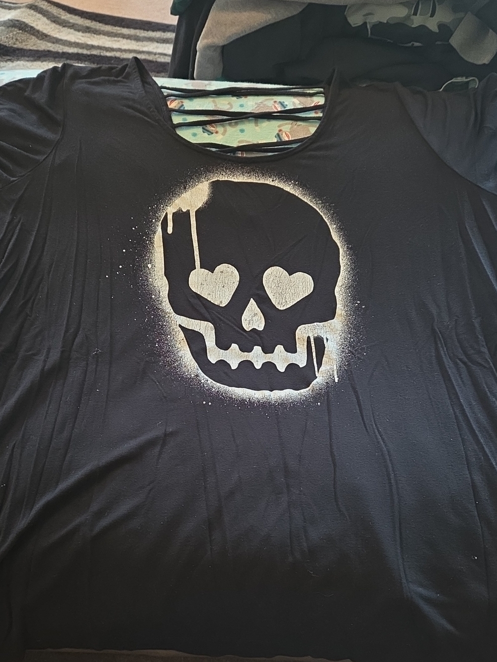 Torrid Love Sick Black Skull Graphic Top - Heart Eyes